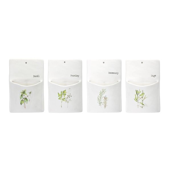 Melrose International DS 5.25 x 8.5 in. Ceramic Herb Wall Pocket - Set of 4 78251